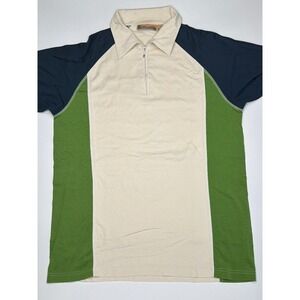 Bobby Chan Polo Color Block Silk Blend Shirt Mens Small Green/Blue size small